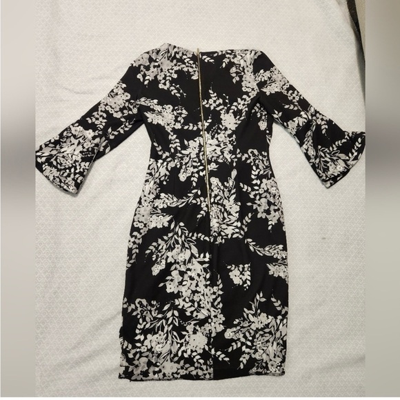 Calvin Klein Elegant Black and White Floral Dress Size 12 - Picture 7 of 12